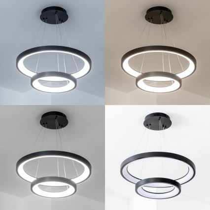 Brilagi - Lámpara colgante LED regulable FALCON SLIM LED/68W/230V 3000-6500K Ø 50 cm negra + control remoto