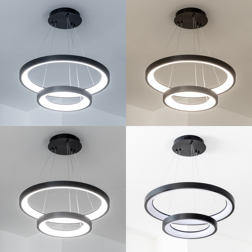 Brilagi - Lámpara colgante LED regulable FALCON SLIM LED/68W/230V 3000-6500K Ø 50 cm negra + control remoto