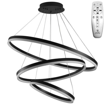 Brilagi - Lámpara colgante LED regulable de cable CIRCLE LED/125W/230V 3000-6500K Ø 80 cm negra + mando a distancia