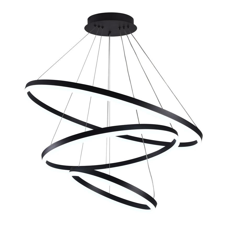 Brilagi - Lámpara colgante LED regulable de cable CIRCLE LED/125W/230V 3000-6500K Ø 80 cm negra + mando a distancia
