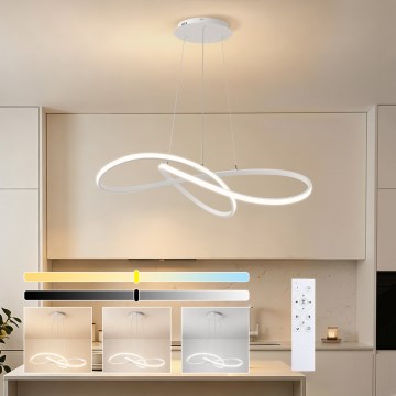 Brilagi - Lámpara colgante LED regulable suspendida por cable INFINITY LED/80W/230V 3000-6000K 80x80 cm blanca + mando a distancia
