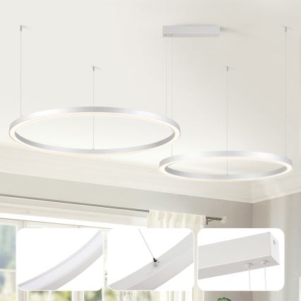 Brilagi - Lámpara colgante LED regulable PORTOFINO LED/98W/230V 3000-6000K plateada + mando a distancia