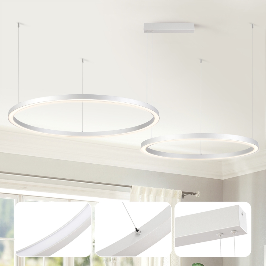 Brilagi - Lámpara colgante LED regulable PORTOFINO LED/98W/230V 3000-6000K plateada + mando a distancia