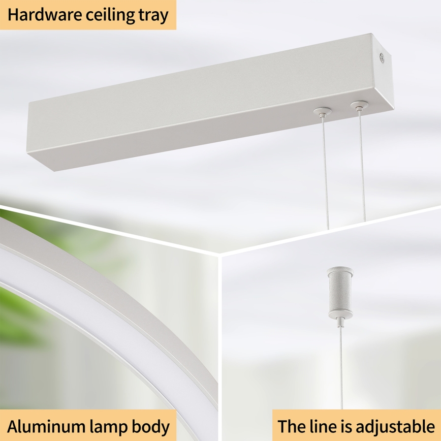 Brilagi - Lámpara colgante LED regulable PORTOFINO LED/98W/230V 3000-6000K plateada + mando a distancia