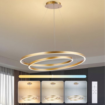 Brilagi - Lámpara colgante LED regulable suspendida por cable TWISTER LED/105W/230V 3000-6000K diámetro 100 cm dorado + mando a distancia
