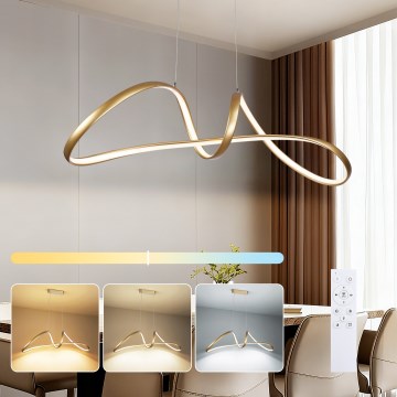 Brilagi - Lámpara colgante LED regulable suspendida por cable TWISTER LED/60W/230V 3000-6000K acabado dorado + mando a distancia