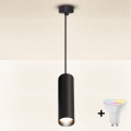 Brilagi - Lámpara colgante LED RGBW regulable con cable SELE 1xGU10/4,8W/230V 3000K negra + mando a distancia