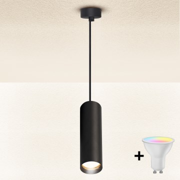 Brilagi - Lámpara colgante LED RGBW regulable con cable SELE 1xGU10/4,8W/230V 3000K negra + mando a distancia