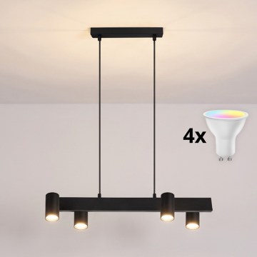 BRILAGI - Lámpara colgante LED RGBW regulable con cable SELE 4xGU10/6,5W/230V 2700-6500K negra