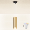 Brilagi - Lámpara colgante LED RGBW regulable SELE 1xGU10/4,8W/230V 3000K negro/dorado + mando a distancia