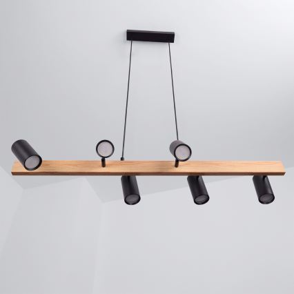 BRILAGI - Lámpara colgante LED RGBW regulable SELE 6xGU10/6,5W/230V 2700-6500K negro/acabado roble + control remoto