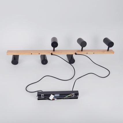 BRILAGI - Lámpara colgante LED RGBW regulable SELE 6xGU10/6,5W/230V 2700-6500K negro/acabado roble + control remoto