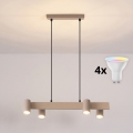 BRILAGI - Lámpara colgante LED RGBW regulable SELE, con cable, 4xGU10/6,5W/230V 2700-6500K beige