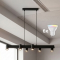 BRILAGI - Lámpara colgante LED RGBW regulable sobre cable SELE 6xGU10/6,5W/230V 2700-6500K negra + mando a distancia