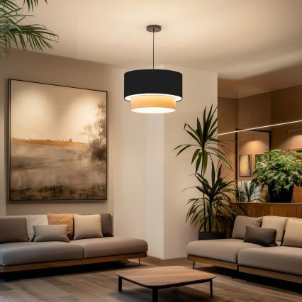 Brilagi - Lámpara colgante LED sobre cable CERIA 1xE27/40W/230V Ø 50 cm negro/beige