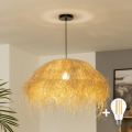 Brilagi - Lámpara colgante LED sobre cable CERIA BOHO 1xE27/40W/230V Ø 60 cm de rafia