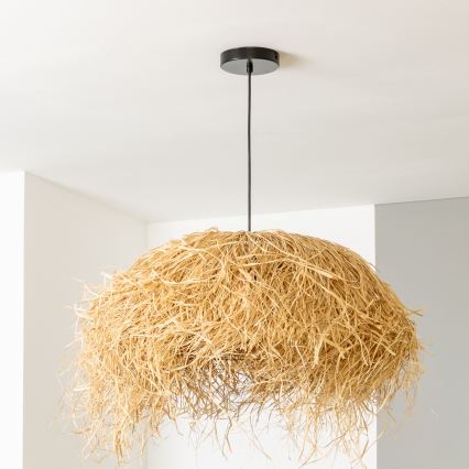 Brilagi - Lámpara colgante LED sobre cable CERIA BOHO 1xE27/40W/230V Ø 60 cm de rafia