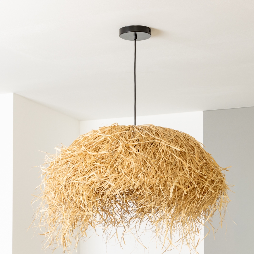 Brilagi - Lámpara colgante LED sobre cable CERIA BOHO 1xE27/40W/230V Ø 60 cm de rafia