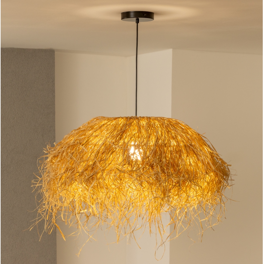 Brilagi - Lámpara colgante LED sobre cable CERIA BOHO 1xE27/40W/230V Ø 60 cm de rafia