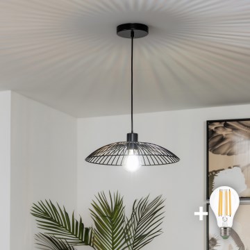 Brilagi - Lámpara colgante LED sobre cable CERIA WIRE 1xE27/40W/230V diámetro 38 cm negro