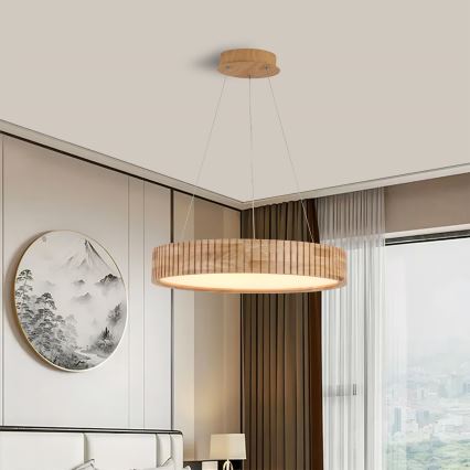 Brilagi - Lámpara colgante LED con cable FALCON WOOD MODERN LED/30W/230V 3000/4000/6000K Ø 45 cm madera