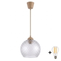 BRILAGI - Lámpara colgante LED sobre cable RETRO GLASS 1xE27/60W/230V Ø 25 cm beige/gris ahumado
