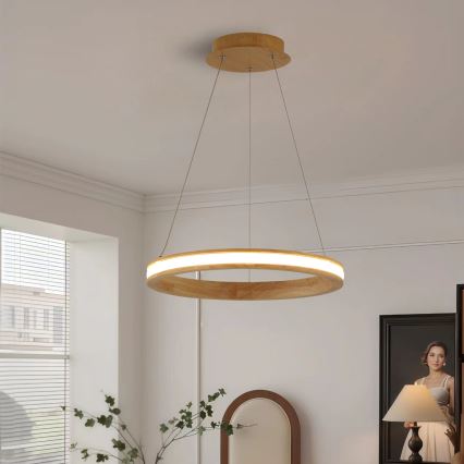 Brilagi - Lámpara colgante LED suspendida de cable UMEA WOOD LED/30W/230V, Ø 40 cm, madera