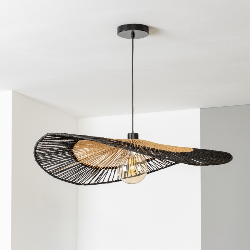 Brilagi - Lámpara colgante LED suspendida por cable CERIA BOHO 1xE27/40W/230V diámetro 50 cm negro/marrón