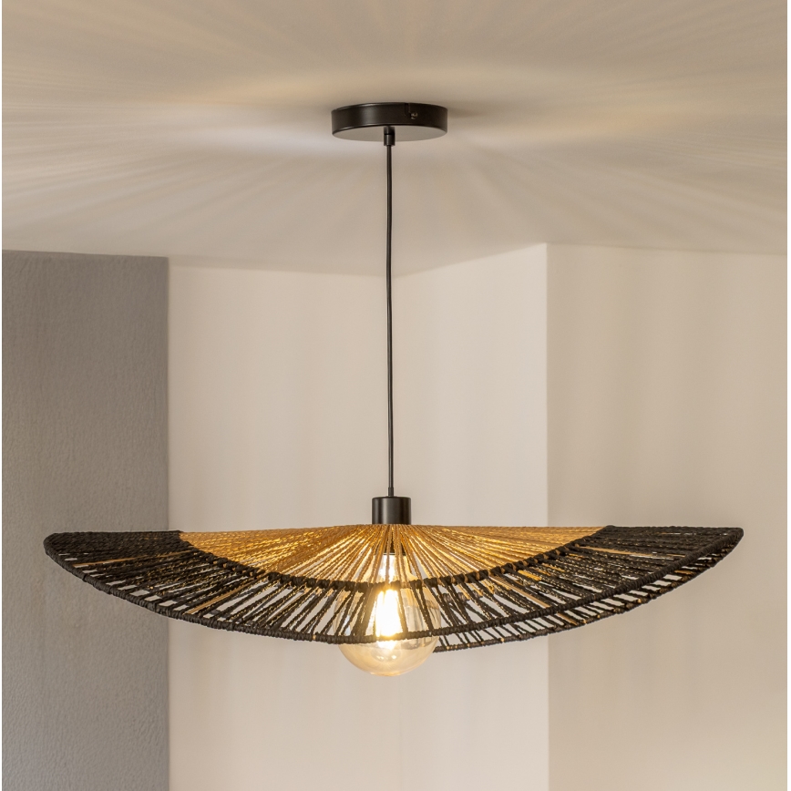 Brilagi - Lámpara colgante LED suspendida por cable CERIA BOHO 1xE27/40W/230V diámetro 50 cm negro/marrón