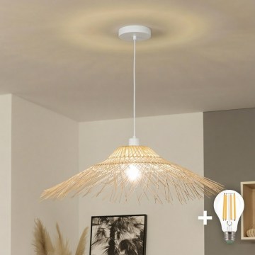 Brilagi - Lámpara colgante LED suspendida por cable CERIA BOHO 1xE27/40W/230V Ø 70 cm bambú