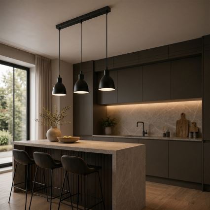 Brilagi - Lámpara colgante LED suspendida por cable RIDDY 3xE27/60W/230V negra