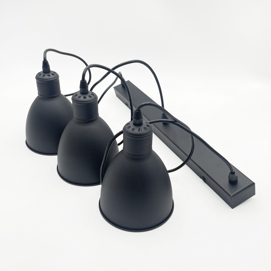 Brilagi - Lámpara colgante LED suspendida por cable RIDDY 3xE27/60W/230V negra