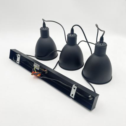 Brilagi - Lámpara colgante LED suspendida por cable RIDDY 3xE27/60W/230V negra