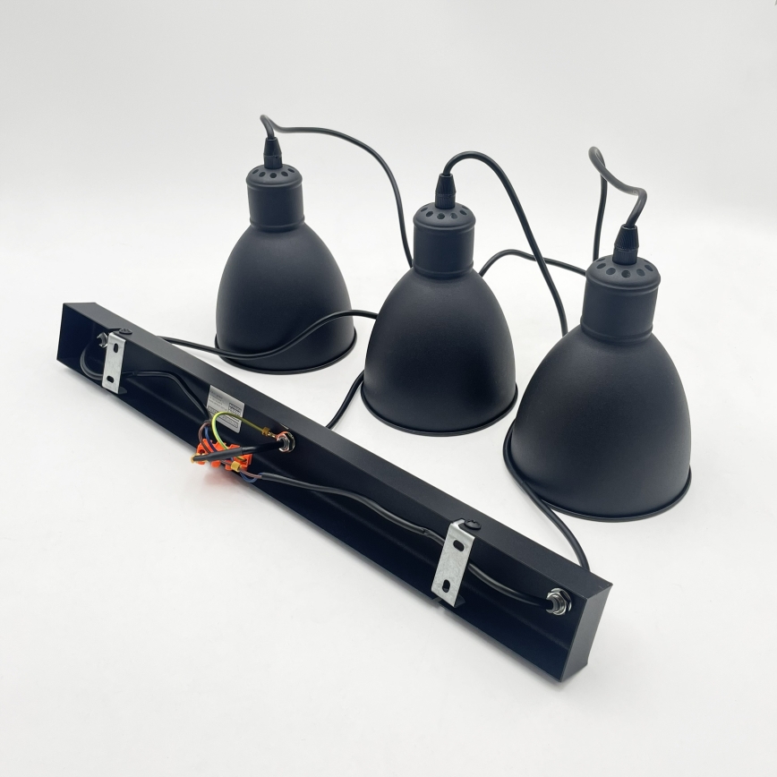 Brilagi - Lámpara colgante LED suspendida por cable RIDDY 3xE27/60W/230V negra