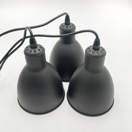 Brilagi - Lámpara colgante LED suspendida por cable RIDDY 3xE27/60W/230V negra