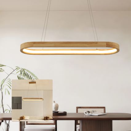 Brilagi - Lámpara colgante LED suspendida por cable UMEA WOOD LED/30W/230V 70x20 cm madera
