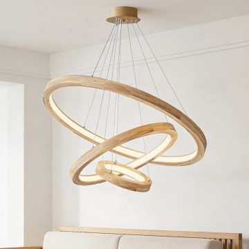 Brilagi - Lámpara colgante LED UMEA WOOD, 45 W, 230 V, Ø 60 cm, madera