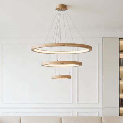 Brilagi - Lámpara colgante LED UMEA WOOD, 45 W, 230 V, Ø 60 cm, madera