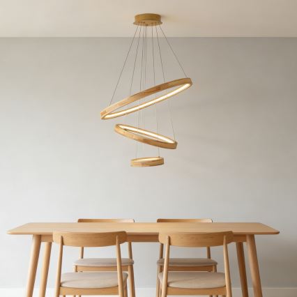 Brilagi - Lámpara colgante LED UMEA WOOD, 45 W, 230 V, Ø 60 cm, madera