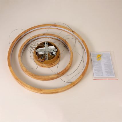 Brilagi - Lámpara colgante LED UMEA WOOD, 45 W, 230 V, Ø 60 cm, madera