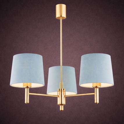 Brilagi - Lámpara colgante MONTE con varilla 3xE27/60W/230V azul/dorado