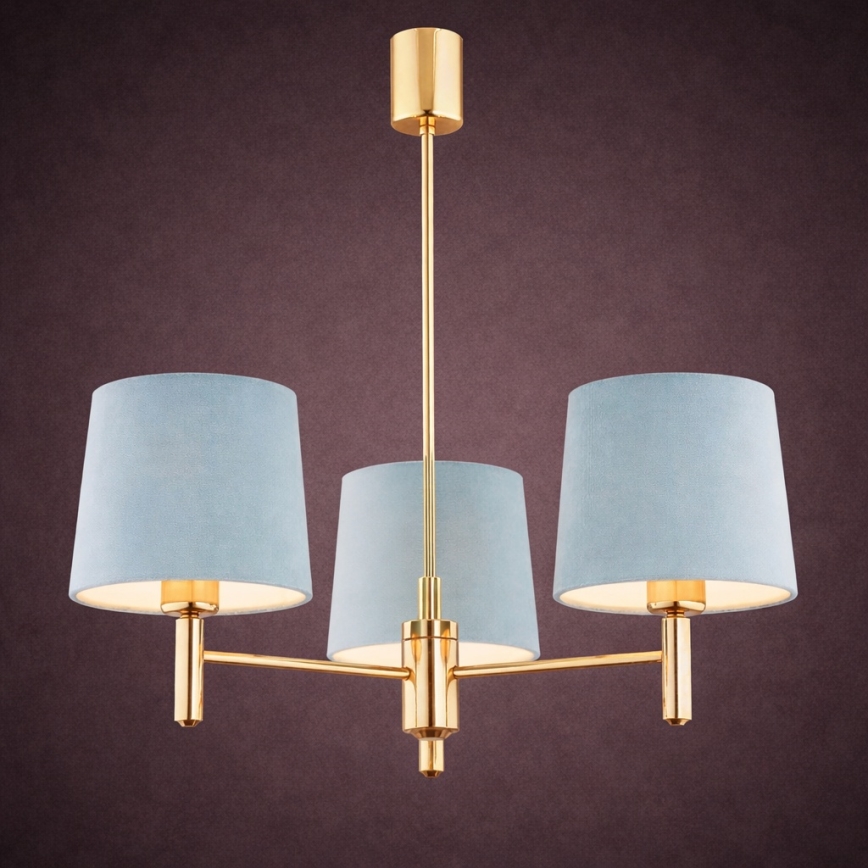 Brilagi - Lámpara colgante MONTE con varilla 3xE27/60W/230V azul/dorado