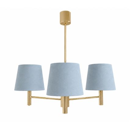 Brilagi - Lámpara colgante MONTE con varilla 3xE27/60W/230V azul/dorado