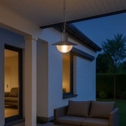 Brilagi - Lámpara colgante para exterior MOLDE 1xE27/60W IP44 blanco/pátina