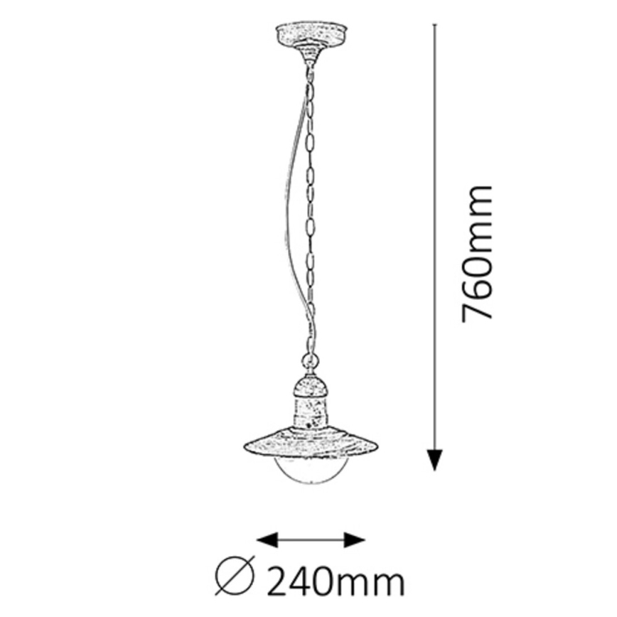 Brilagi - Lámpara colgante para exterior MOLDE 1xE27/60W IP44 blanco/pátina