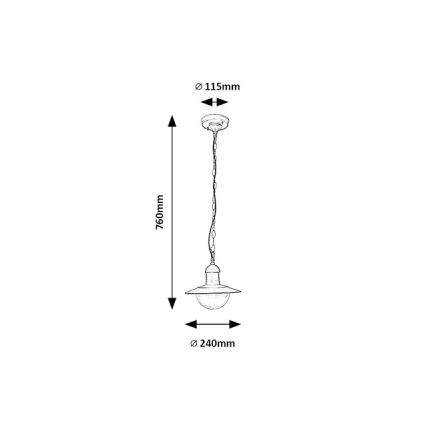 Brilagi - Lámpara colgante para exterior MOLDE 1xE27/60W IP44 negra