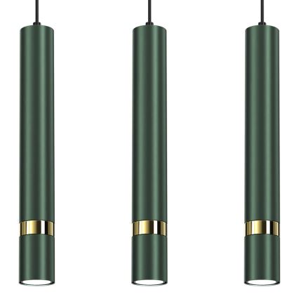 Brilagi - Lámpara colgante POKER 3xGU10/25W/230V verde/dorado