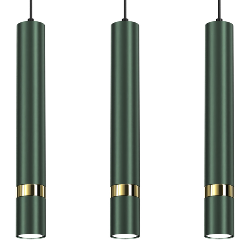 Brilagi - Lámpara colgante POKER 3xGU10/25W/230V verde/dorado