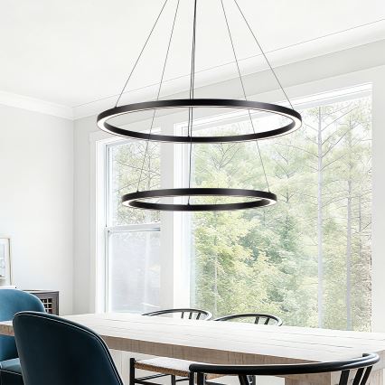 Brilagi - Lámpara colgante LED regulable PORTOFINO LED/98W/230V 3000-6000K Ø 80 cm negra + mando a distancia
