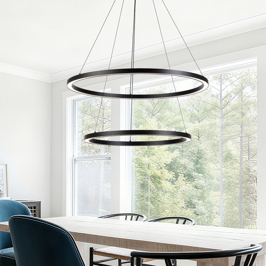 Brilagi - Lámpara colgante LED regulable PORTOFINO LED/98W/230V 3000-6000K Ø 80 cm negra + mando a distancia